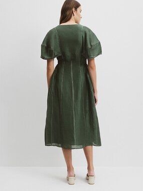 ISO Country Road - Pine Organza Midi Dress - Size 14/16